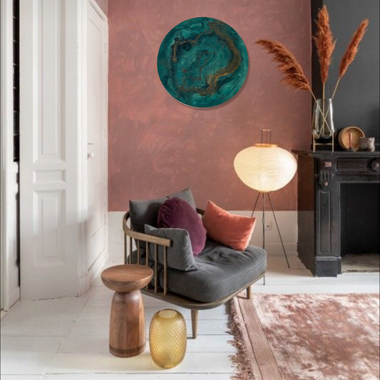 Epoxy schilderij - BRONZITE - Ø40 cm