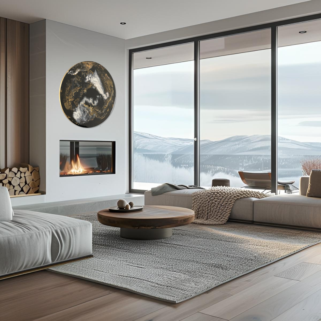 Epoxy schilderij - MIDNIGHT - Ø80 cm