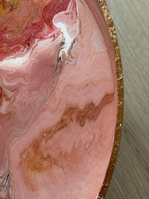 Bijzettafel epoxy met bladgoud brons 50x38,5cm