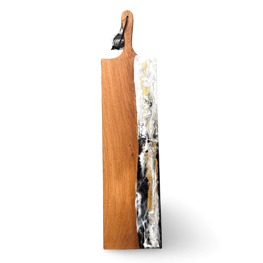 Luxe borrelplank XL Deluxe - 80 cm- zwart/wit/goud