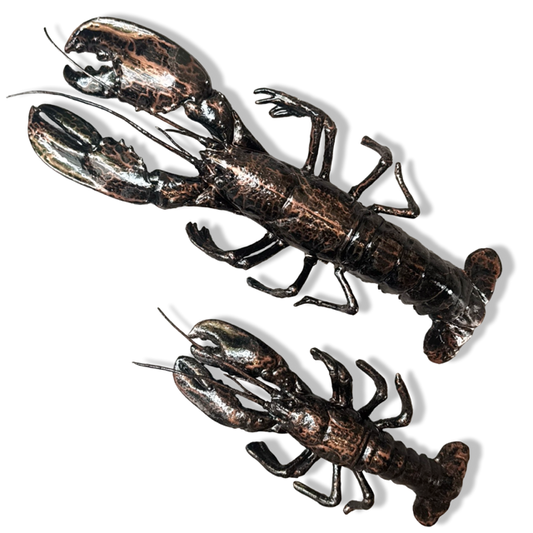 Mini epoxy kreeft wanddecoratie - zwart/koper - 30x15 cm