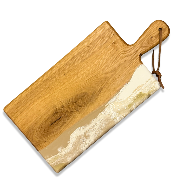 Borrelplank eikenhout wit/beige/goud 40 cm