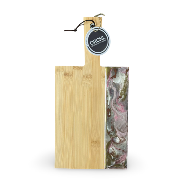 Epoxy borrelplank grijs/roze/wit/goud maat M