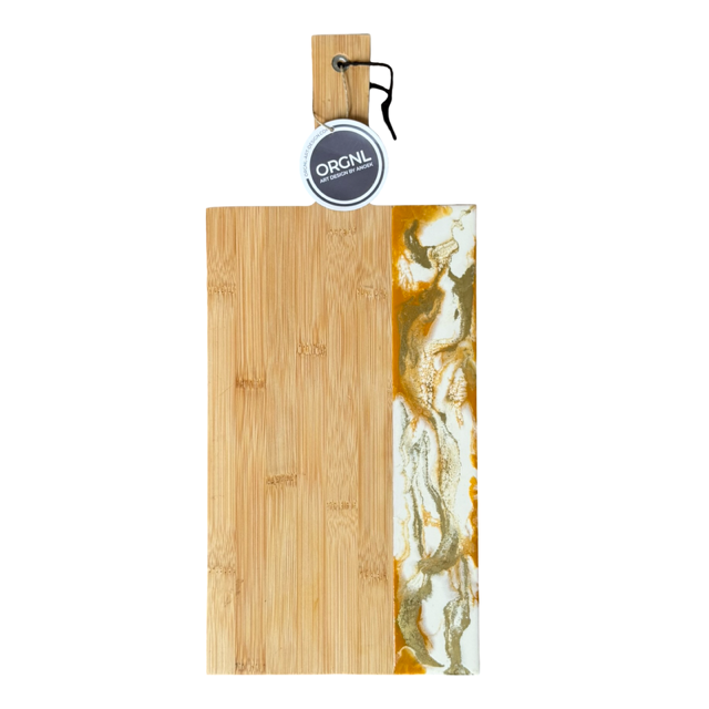 Epoxy borrelplank wit/oker/goud maat L