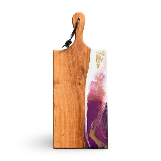 Luxe borrelplank 50 cm paars/wit/goud