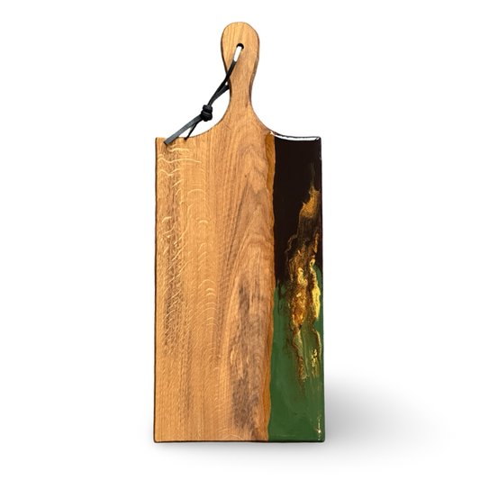 Luxe borrelplank - 50 cm - olijfgroen/bruin/goud