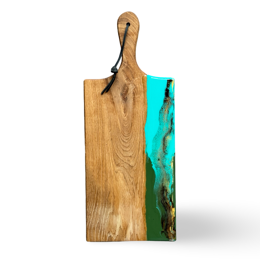 Luxe borrelplank - 50 cm - turquoise/olijfgroen/bruin/goud
