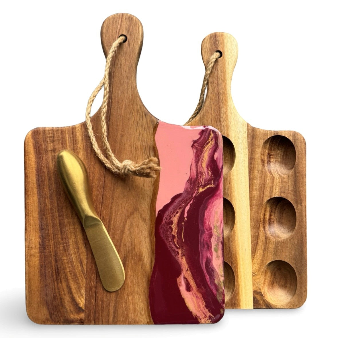 Epoxy borrelplank/eierplank incl. smeermesje-dubbelzijdig-9 gaten