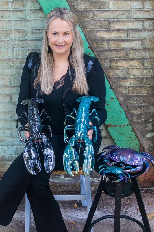 Krab decoratie blauw-paars-goud