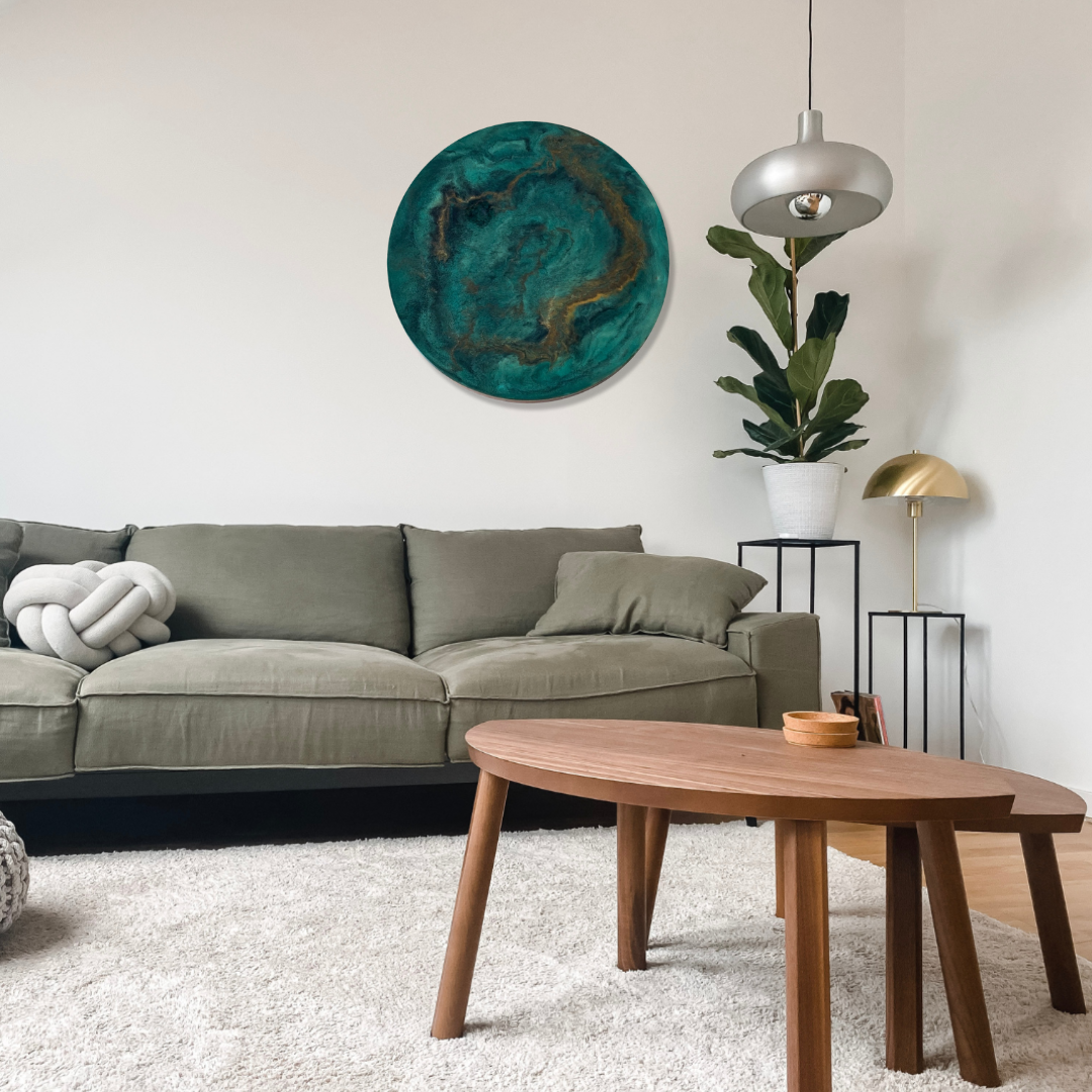 Epoxy schilderij - BRONZITE - Ø40 cm