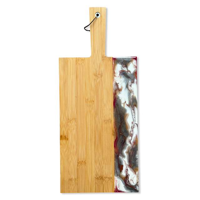 Epoxy borrelplank wit/grijs/fuchsia/brons maat L