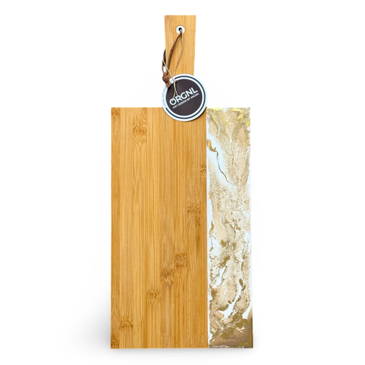 Epoxy borrelplank wit/beige/goud maat L