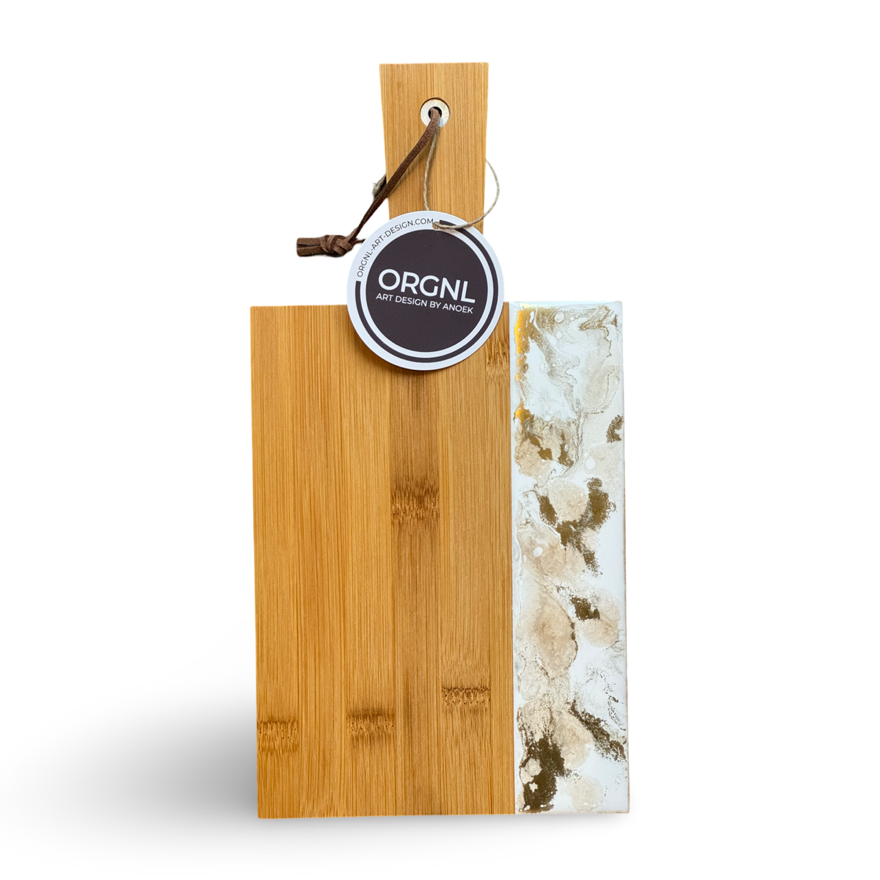 Epoxy borrelplank wit/goud/beige maat S