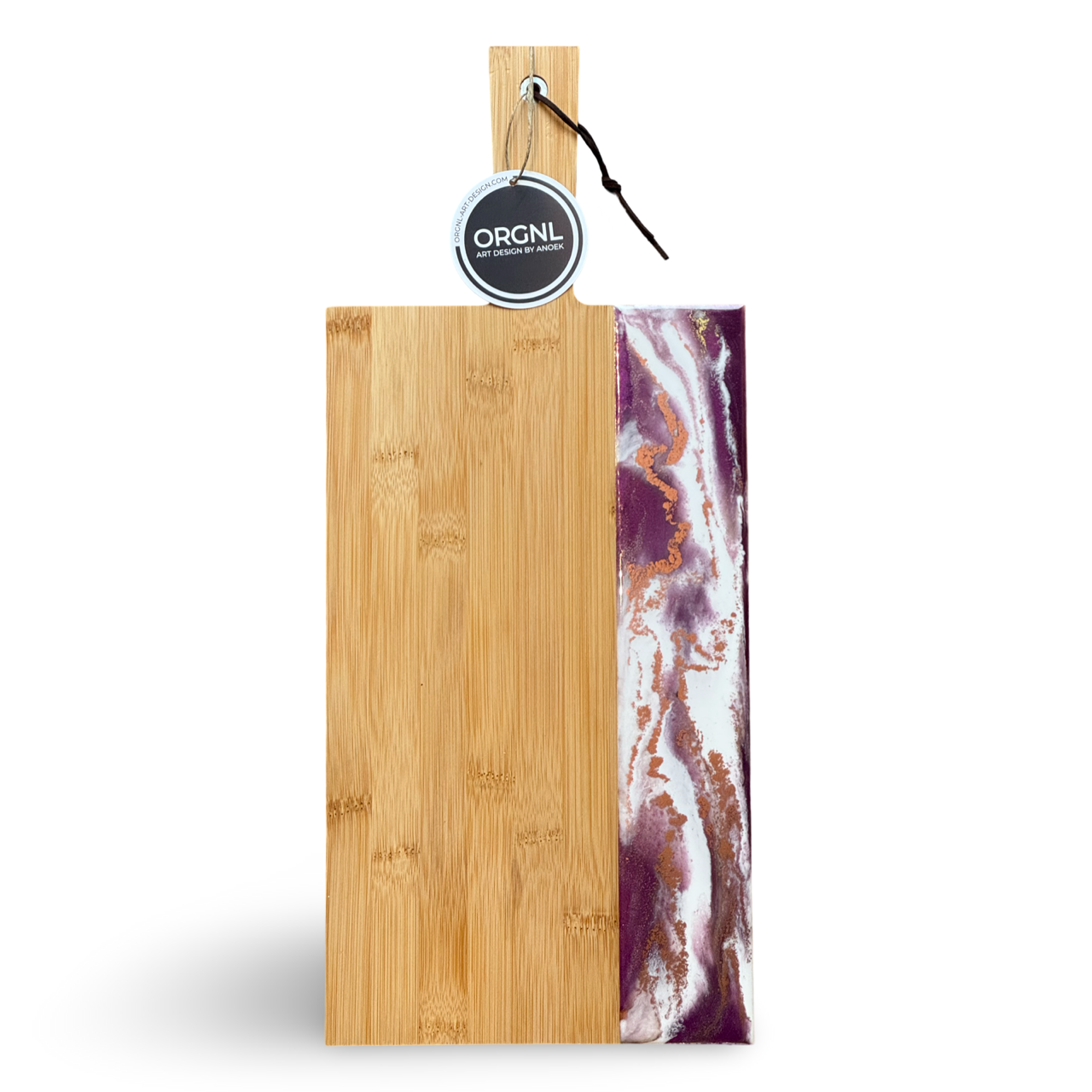 Epoxy borrelplank wit/paars/brons maat L