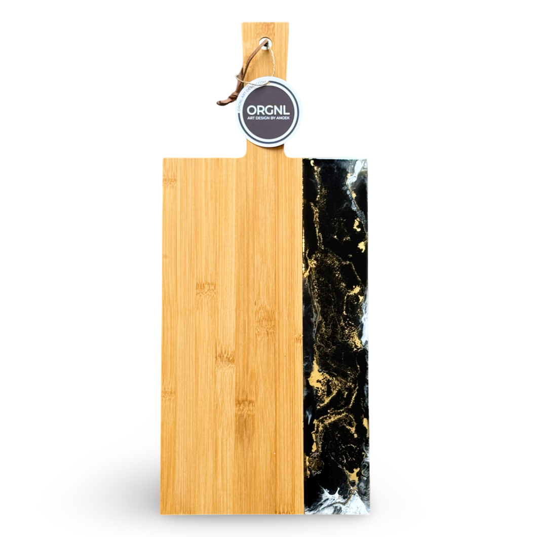 Epoxy snijplank zwart/wit/goud maat L