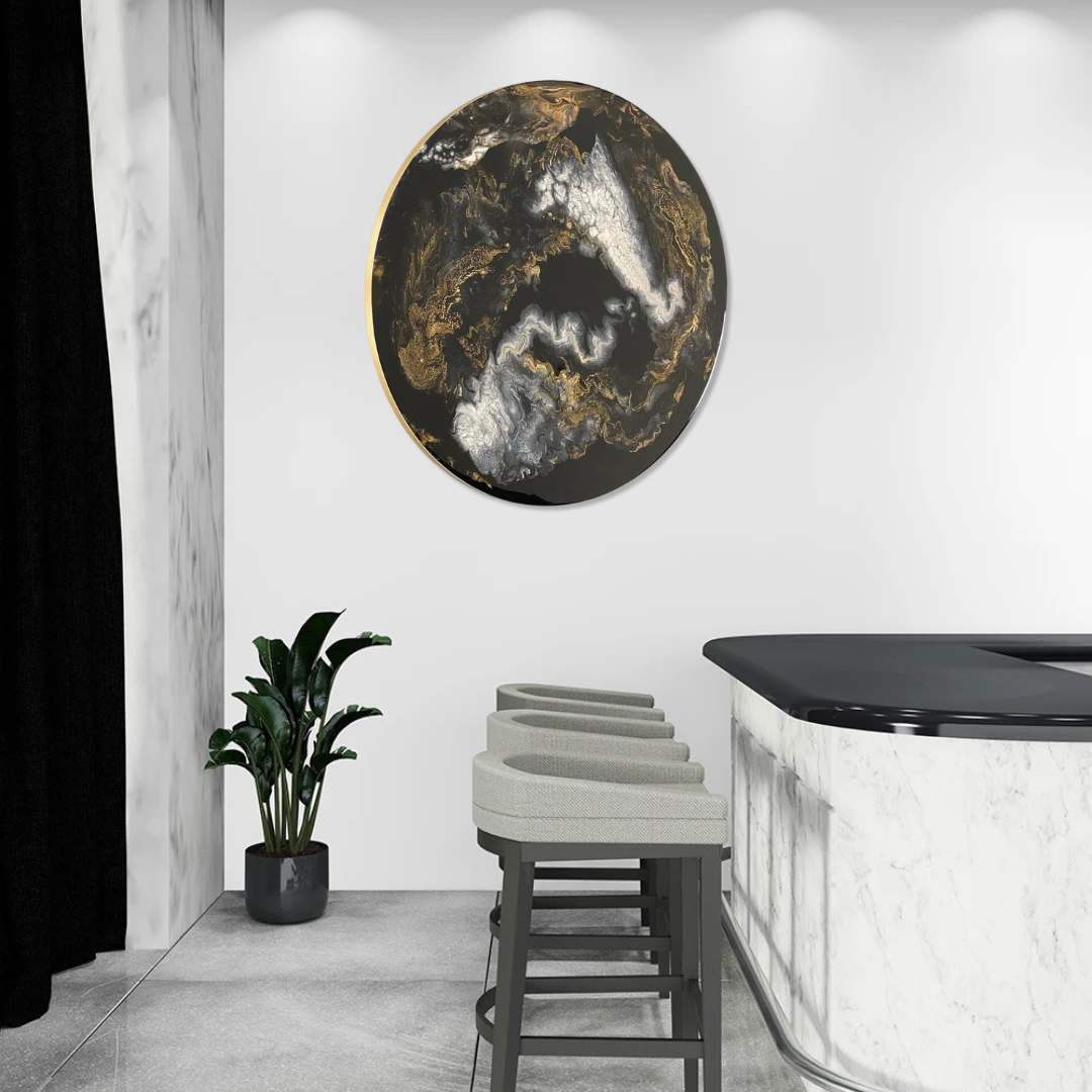 Epoxy schilderij - MIDNIGHT - Ø80 cm