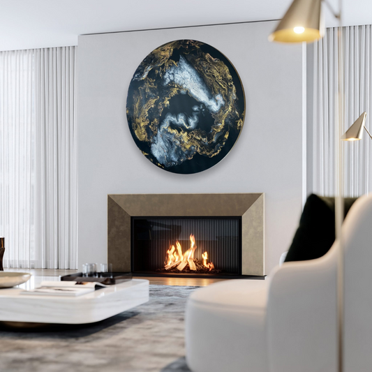 Epoxy schilderij - MIDNIGHT - Ø80 cm