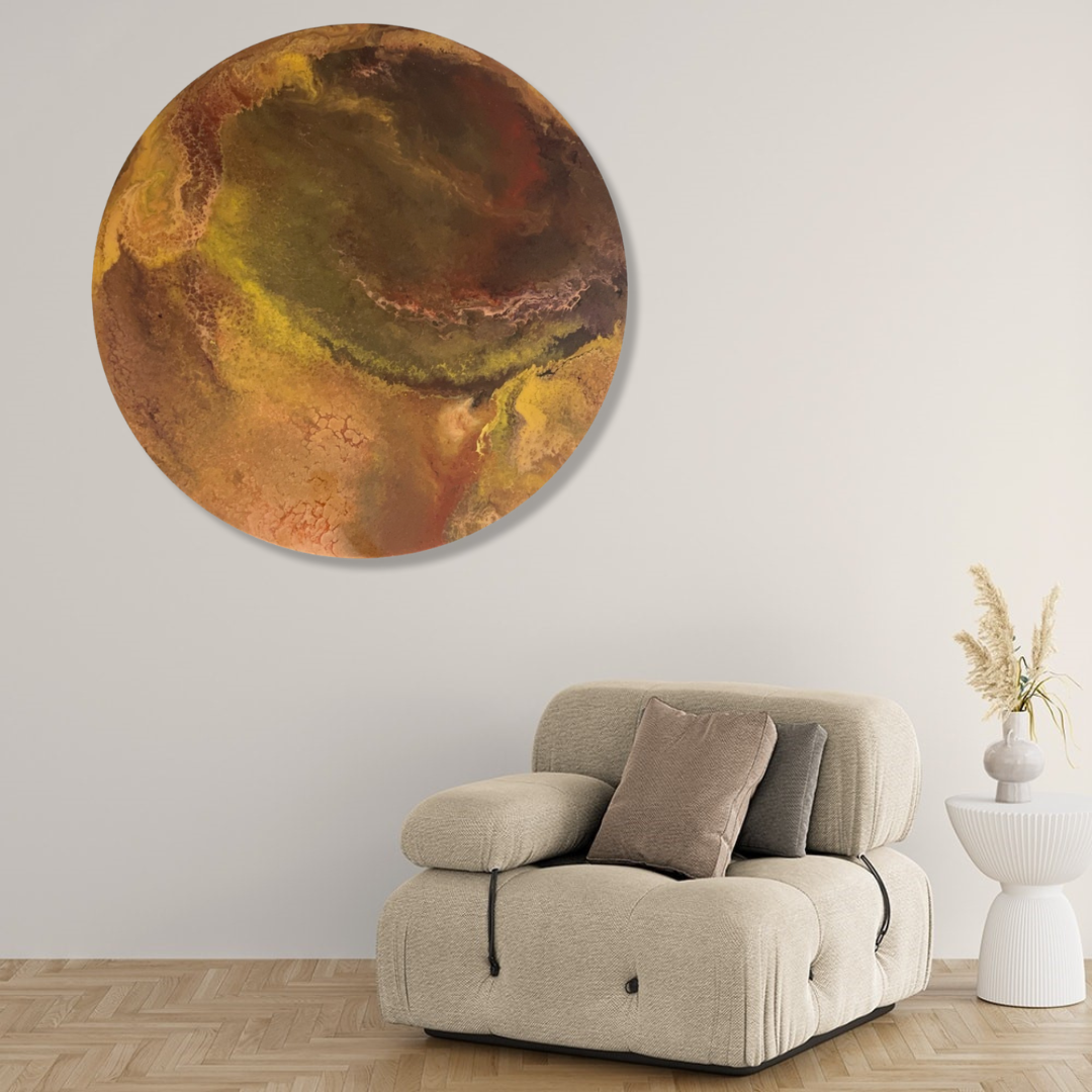 Epoxy schilderij - GOLDEN HOUR - Ø75 cm