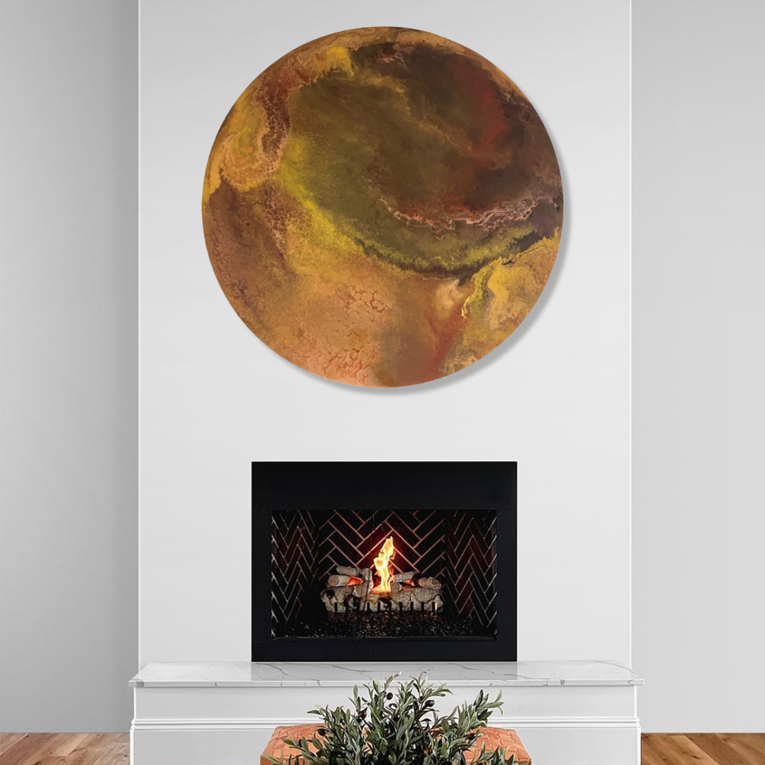 Epoxy schilderij - GOLDEN HOUR - Ø75 cm