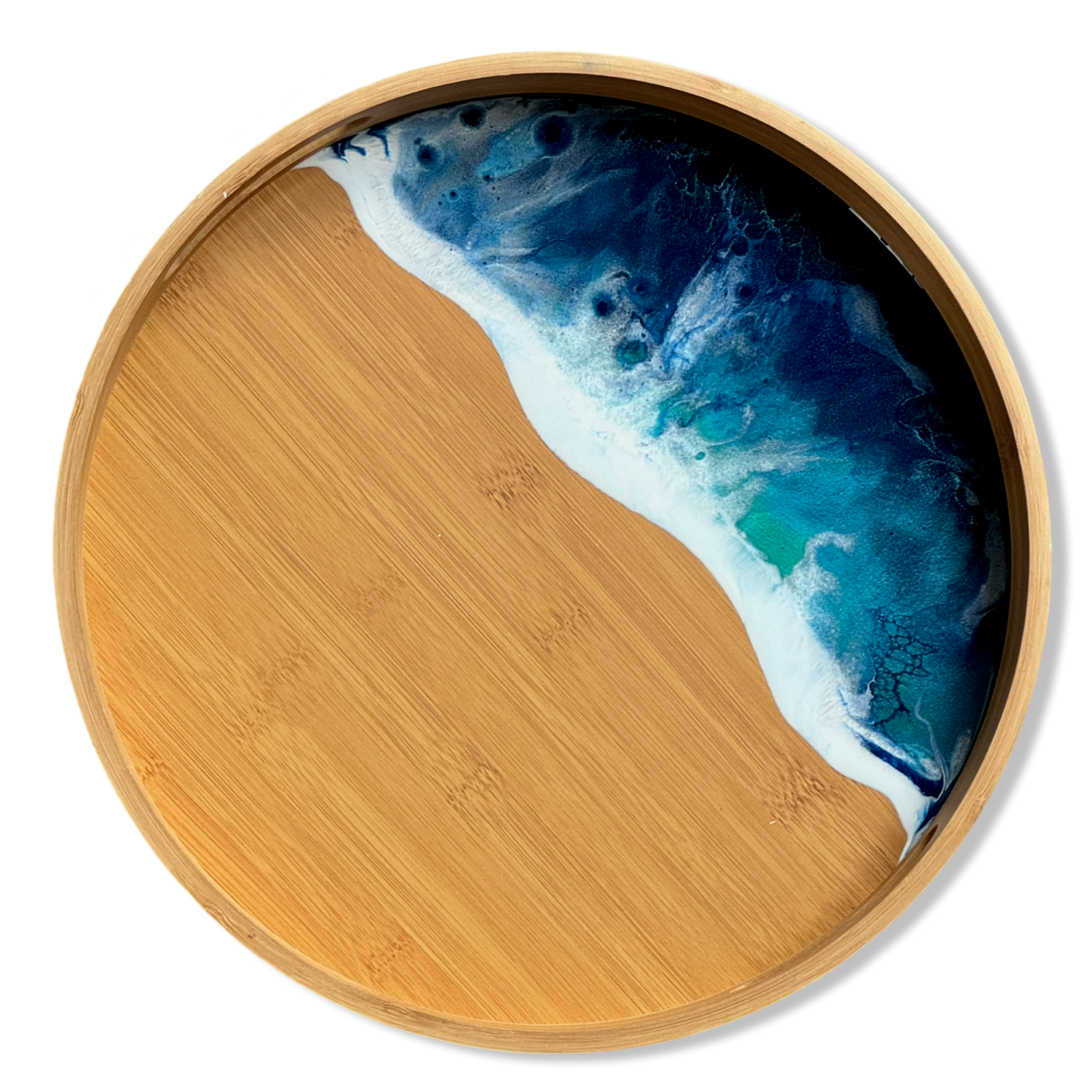 Bamboe dienblad met epoxy Zee