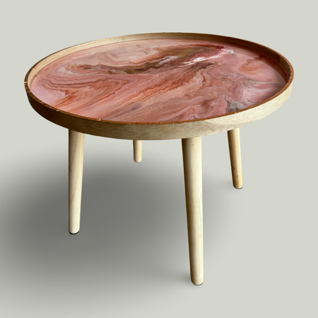 Bijzettafel epoxy met bladgoud brons 50x38,5cm