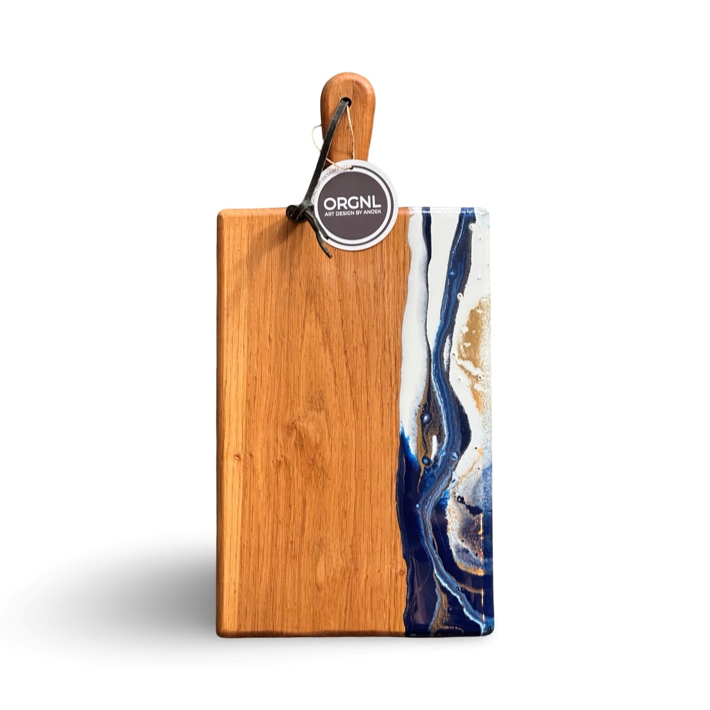 Luxe borrelplank Delfts wit/delfts blauw/goud - 40 cm