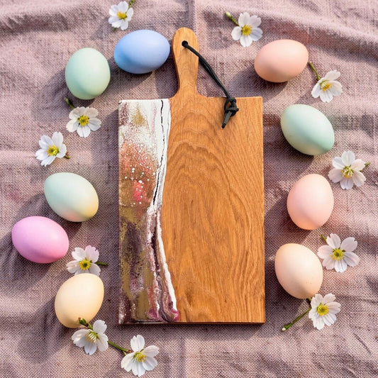 Luxe borrelplank - 40 cm - paars/wit/goud