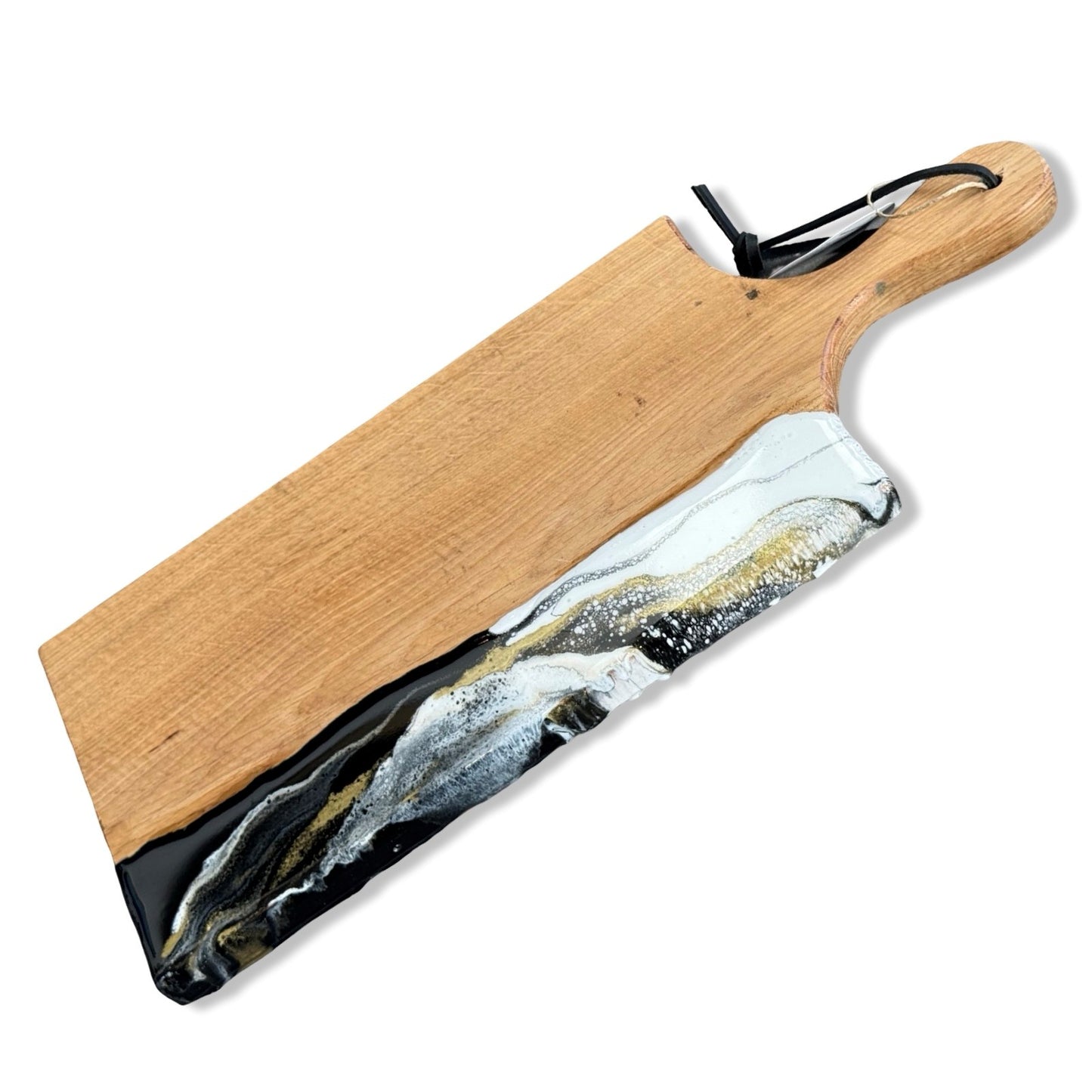 Eikenhouten luxe borrelplank -zwart/wit/goud - 50 cm