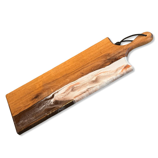 Luxe borrelplank - 60 cm - bruin/wit/brons