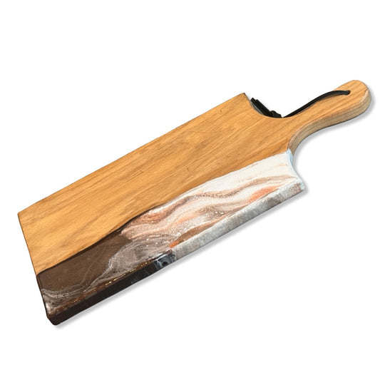 Luxe borrelplank - 50 cm - bruin/wit/brons