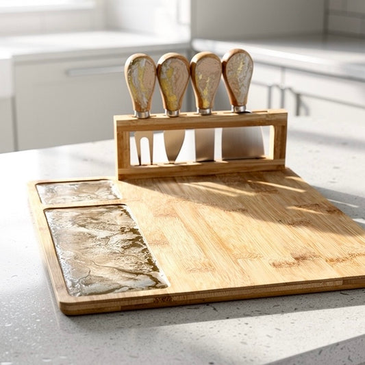 XL epoxy borrelplank incl. 4 kaasmesjes