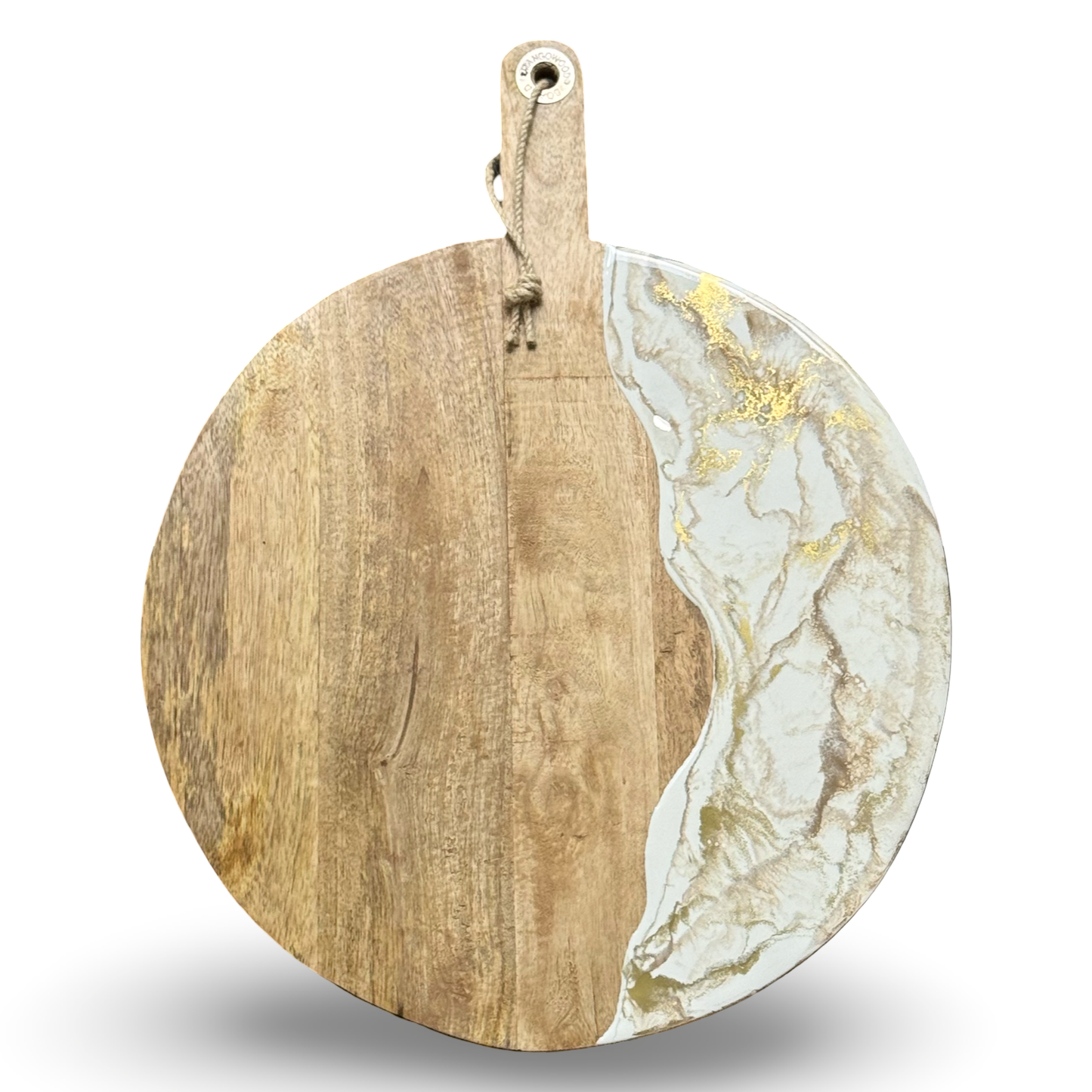 Luxe XL ronde borrelplank Deluxe wit/beige/goud