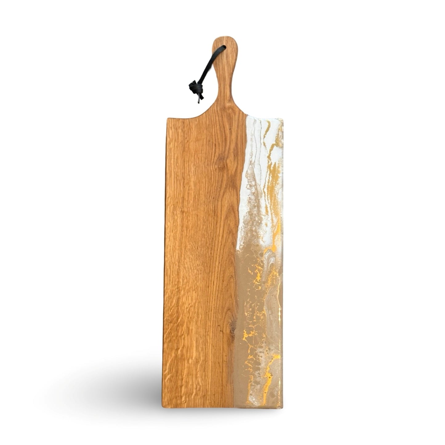 Luxe borrelplank met epoxy 60 cm wit/beige/goud