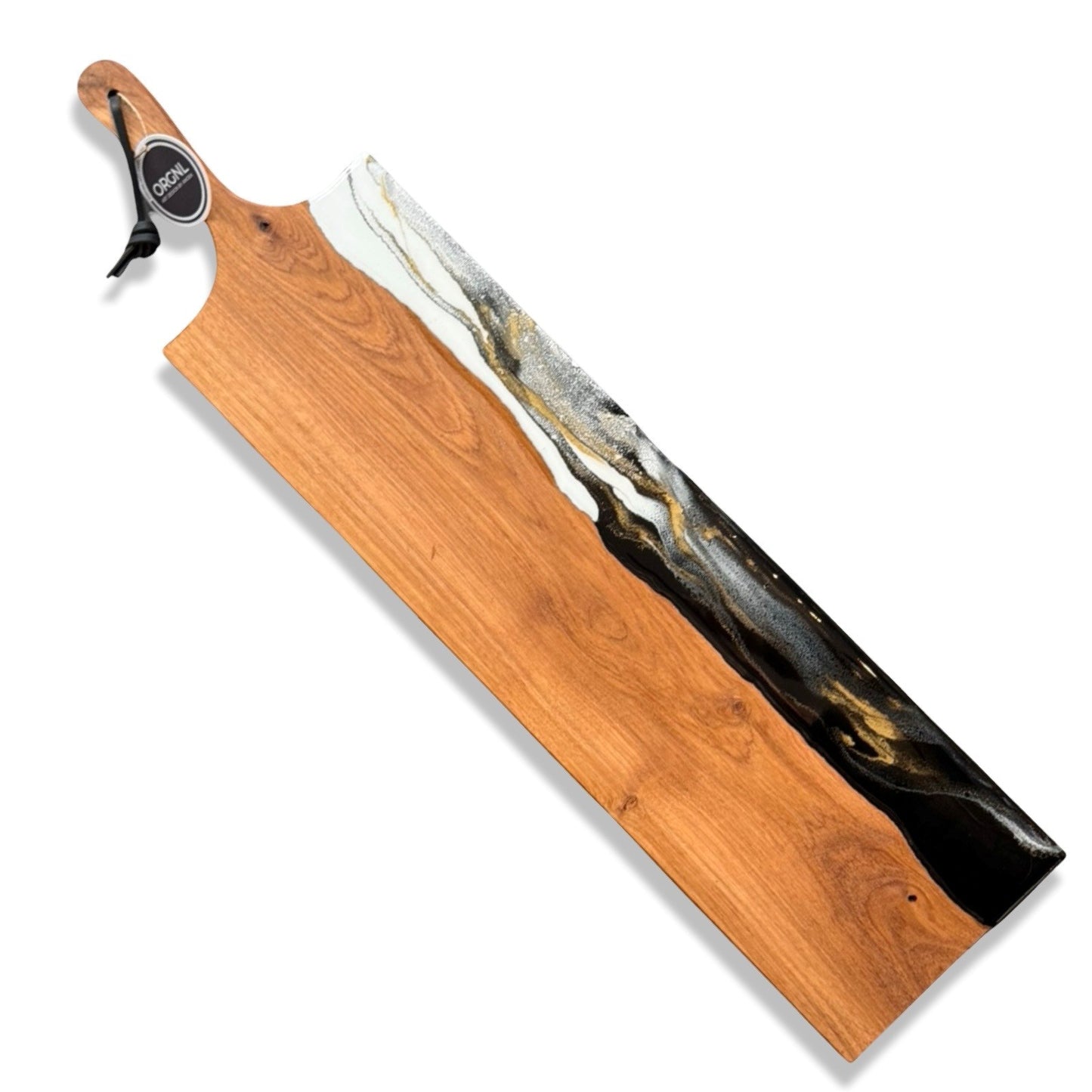 Luxe XL borrelplank zwart/wit/goud  80 cm