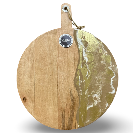 Luxe XL ronde borrelplank Deluxe beige/goud/wit