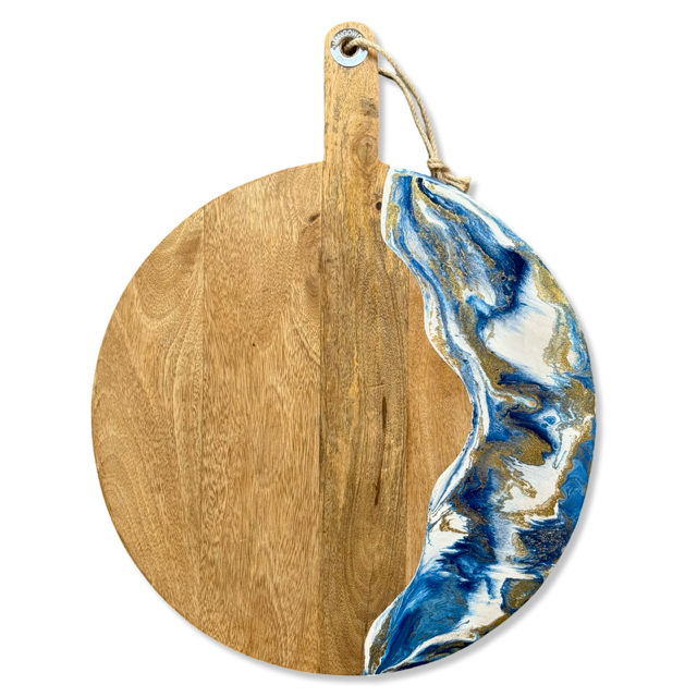 XL ronde epoxy tapasplank Deluxe Delftsblauw