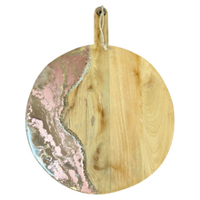 Load image into Gallery viewer, XL ronde epoxy borrelplank Deluxe rosé brons/beige/goud/wit
