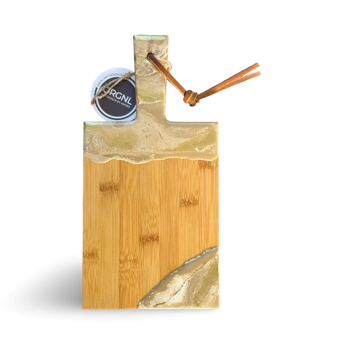 Epoxy borrelplank wit/beige/goud maat S