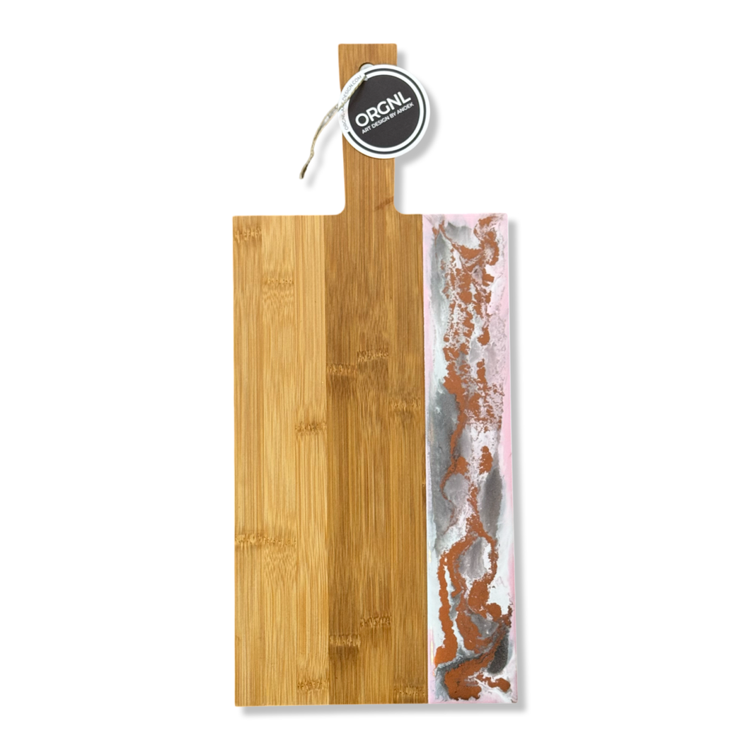 Epoxy borrelplank wit/roze/grijs/brons maat L