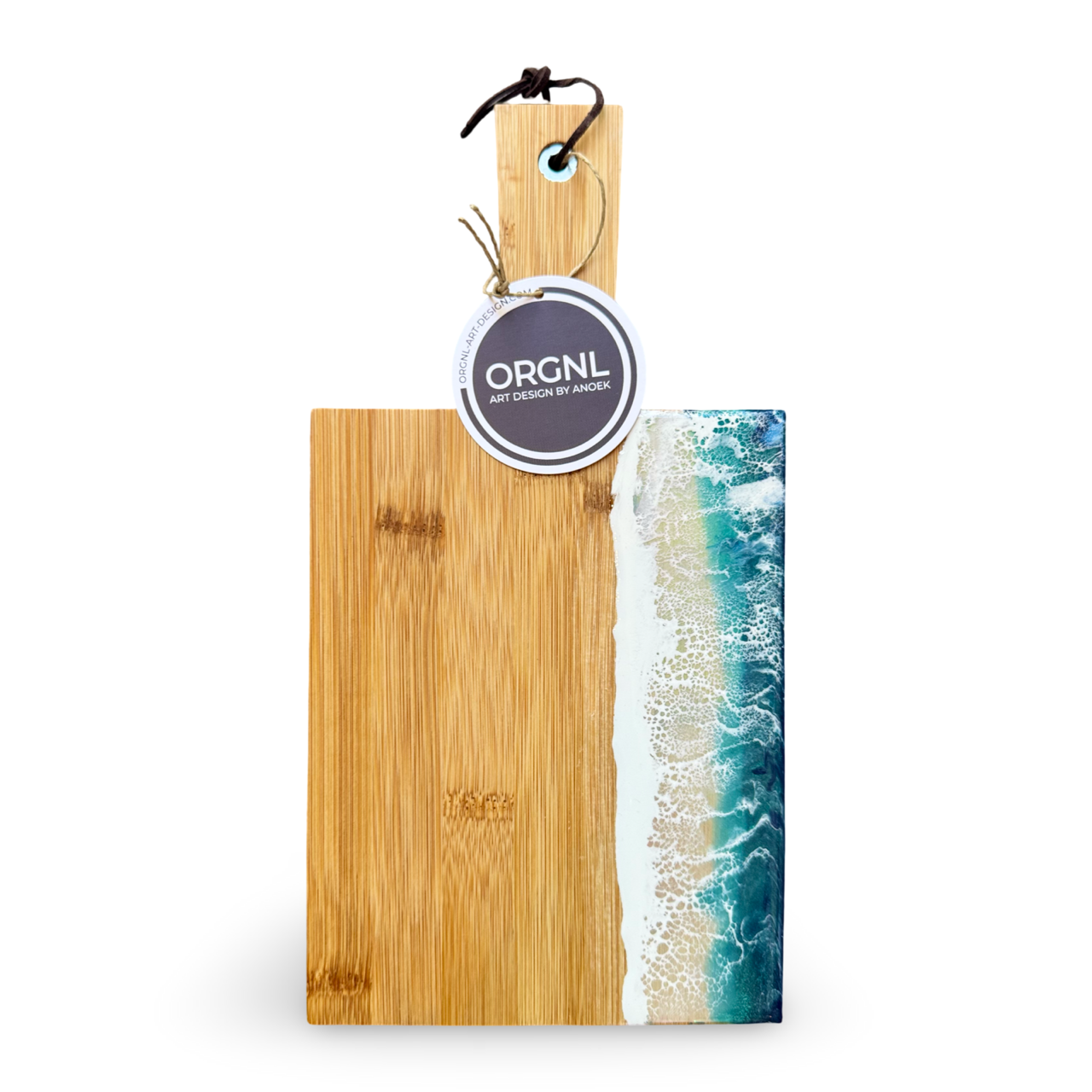 Epoxy borrelplank Ocean wit/blauw/goud maat S