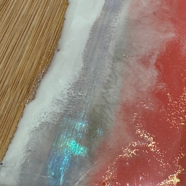 Epoxy borrelplank koraal/wit/goud maat S