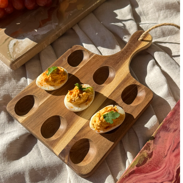 Epoxy borrelplank/eierplateau incl. smeermesje-dubbelzijdig-9 gaten