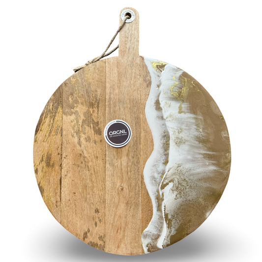 Luxe epoxy borrelplank beige/wit/goud