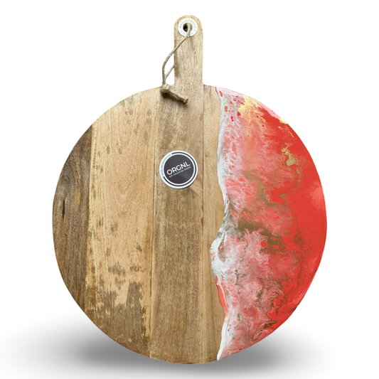 Luxe borrelplank met epoxy koraal/wit/goud