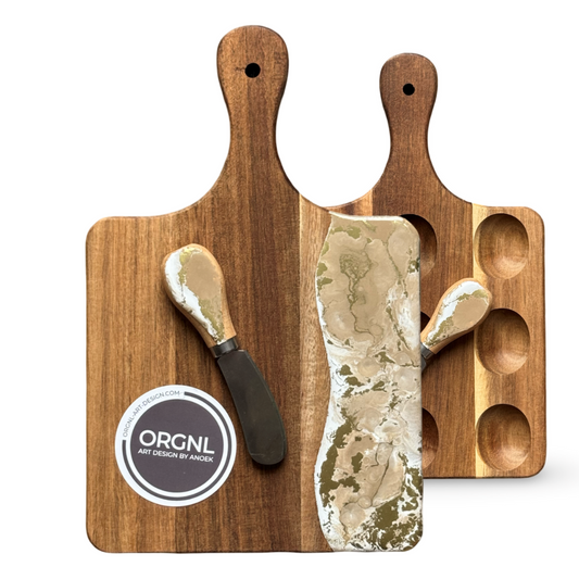 Epoxy borrelplank/eierplank incl. smeermesje-dubbelzijdig-9 gaten