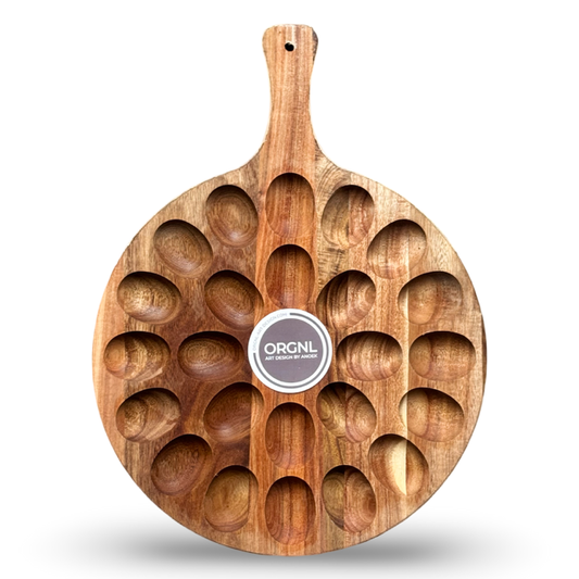 Ronde epoxy borrelplank/eierplateau-24 gaten