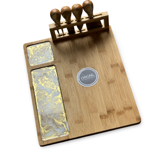 XL epoxy borrelplank incl. 4 kaasmesjes