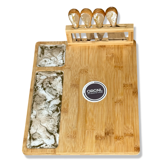 XL epoxy borrelplank incl. 4 kaasmesjes