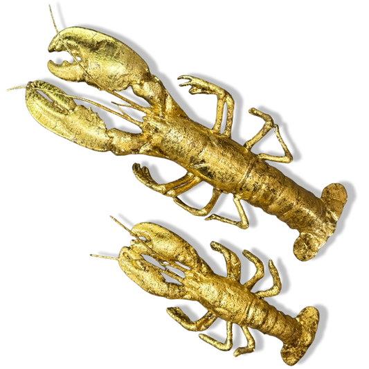 Mini epoxy kreeft wanddecoratie - bladgoud - 30x15 cm