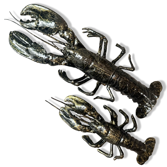 Mini epoxy kreeft wanddecoratie - zwart/goud - 30x15 cm